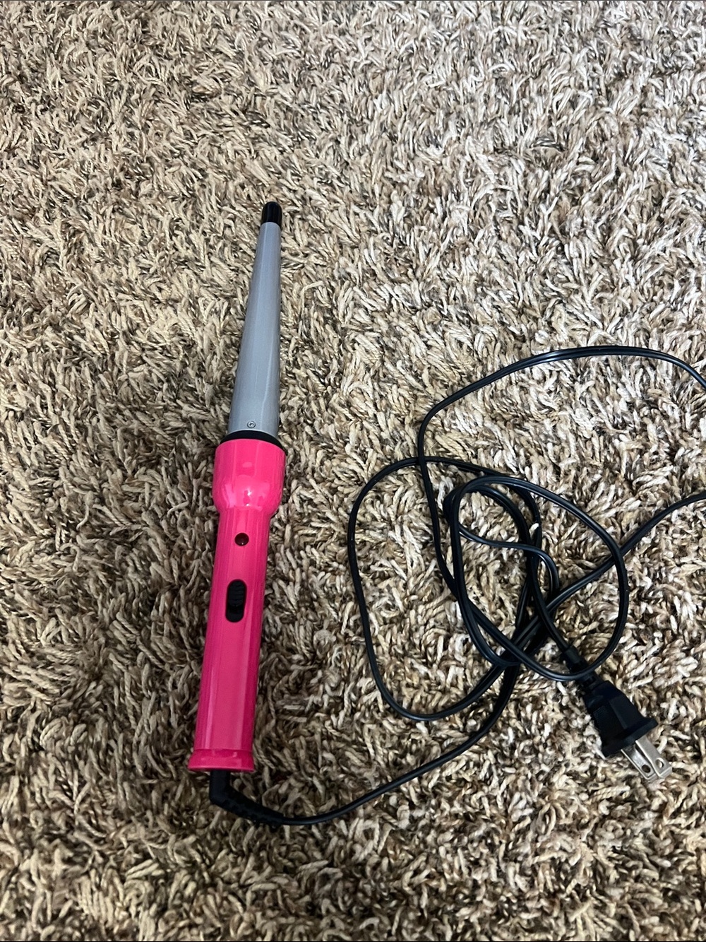 Source Unknown Pink and Silver Tapered Curling Wand